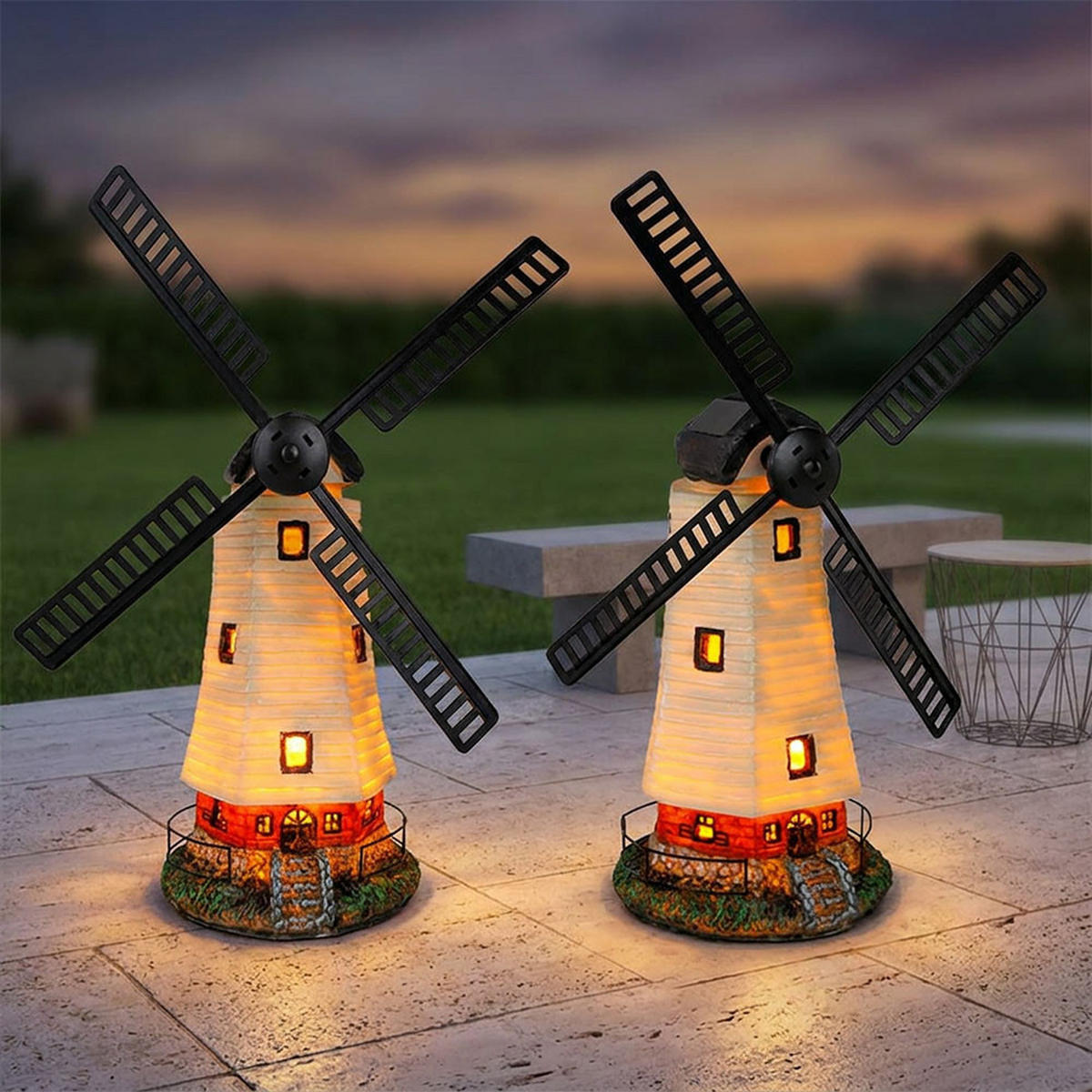 LED AUSSENLEUCHTE Solarleuchte Bunt Kunststoff 2er Set - Multicolor, Kunststoff (19/42/51cm)