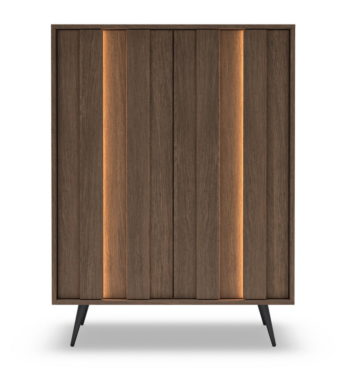 KOMMODE mit LED Resta, 94 cm, Mettalbeine, Eiche Dunin - Eichefarben/Schwarz, Holz/Metall (94/126/40cm) - Emporius
