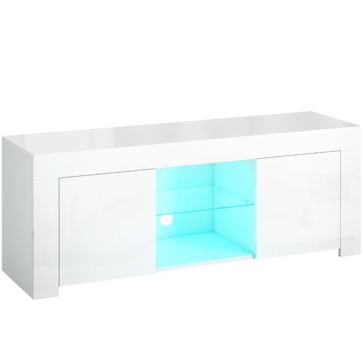 TV-LOWBOARD 120/34/45 cm Weiß aus Glas mit LED-Beleuchtung - Weiß, Glas (120/45/34cm) - OKWISH