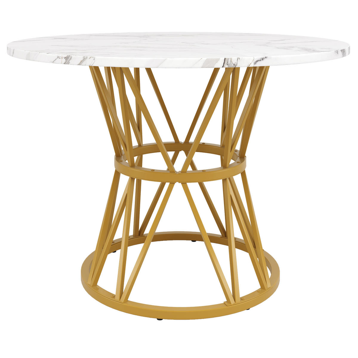 ESSTISCH 100/100/76 cm gold mit höhenverstellbaren Füßen aus MDF und Metall - Goldfarben, Holzwerkstoff (100/100/76cm) - OKWISH