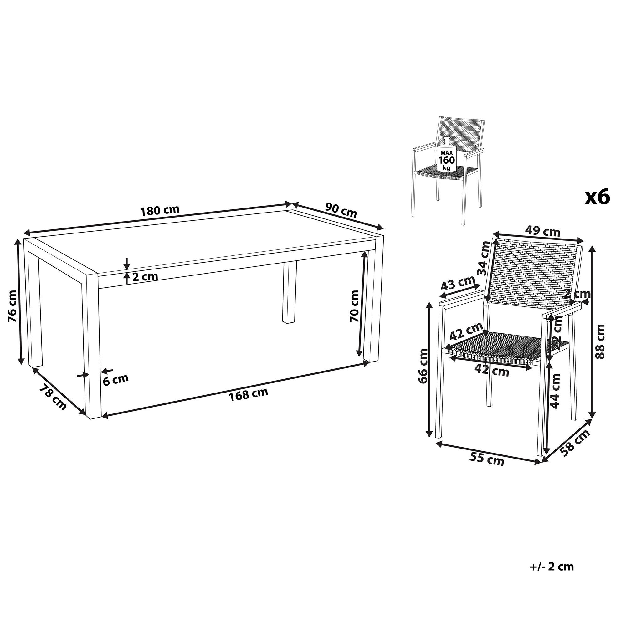Thumbnail - Beliani Gartenmöbel-Set, Schwarz, Silber, Glas, 6-Sitzer, Loungemöbel, Loungemöbel-Sets