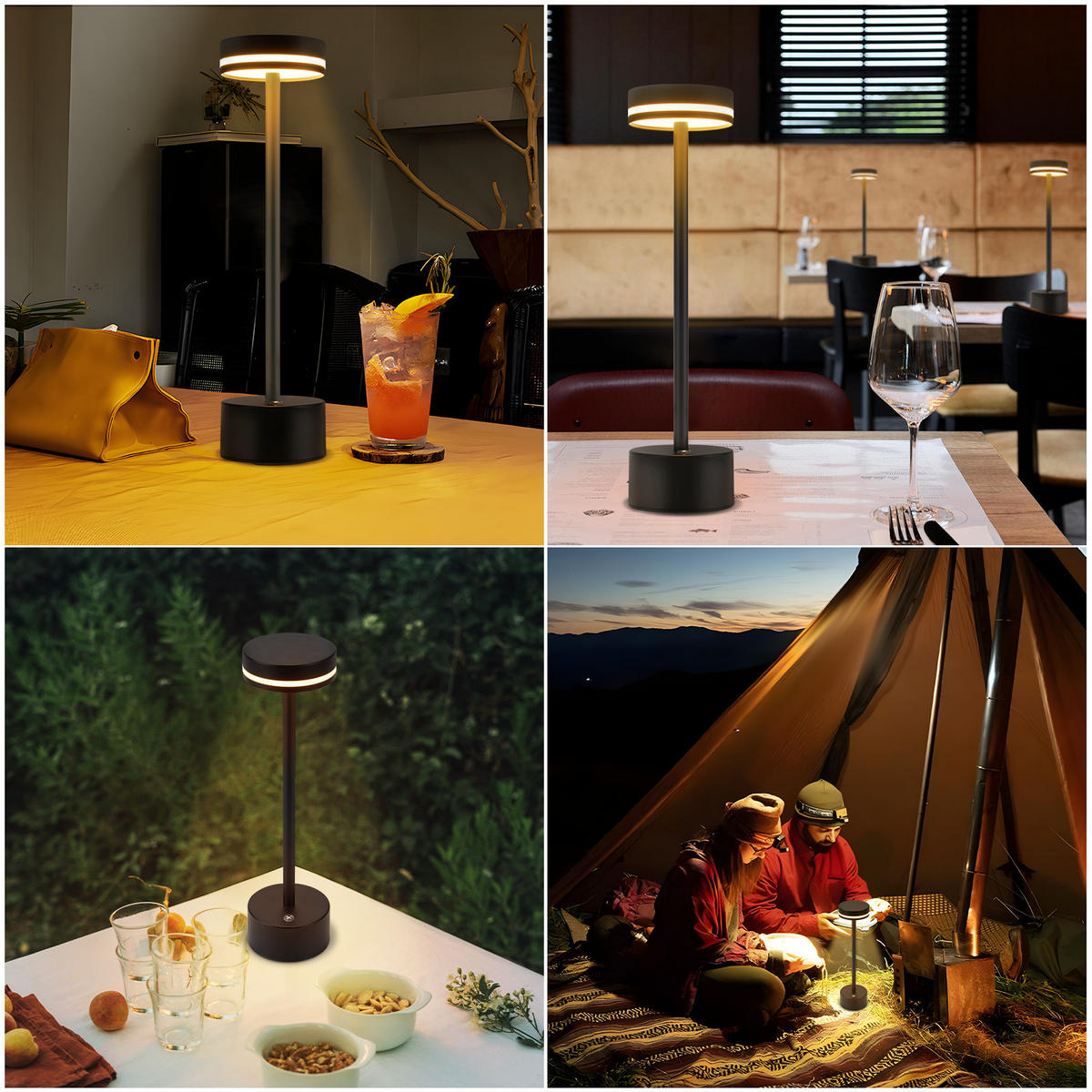 TISCHLEUCHTE Blinkert 8/31.5/8 cm - Schwarz, Metall (8/8/31.5cm) - ZMH