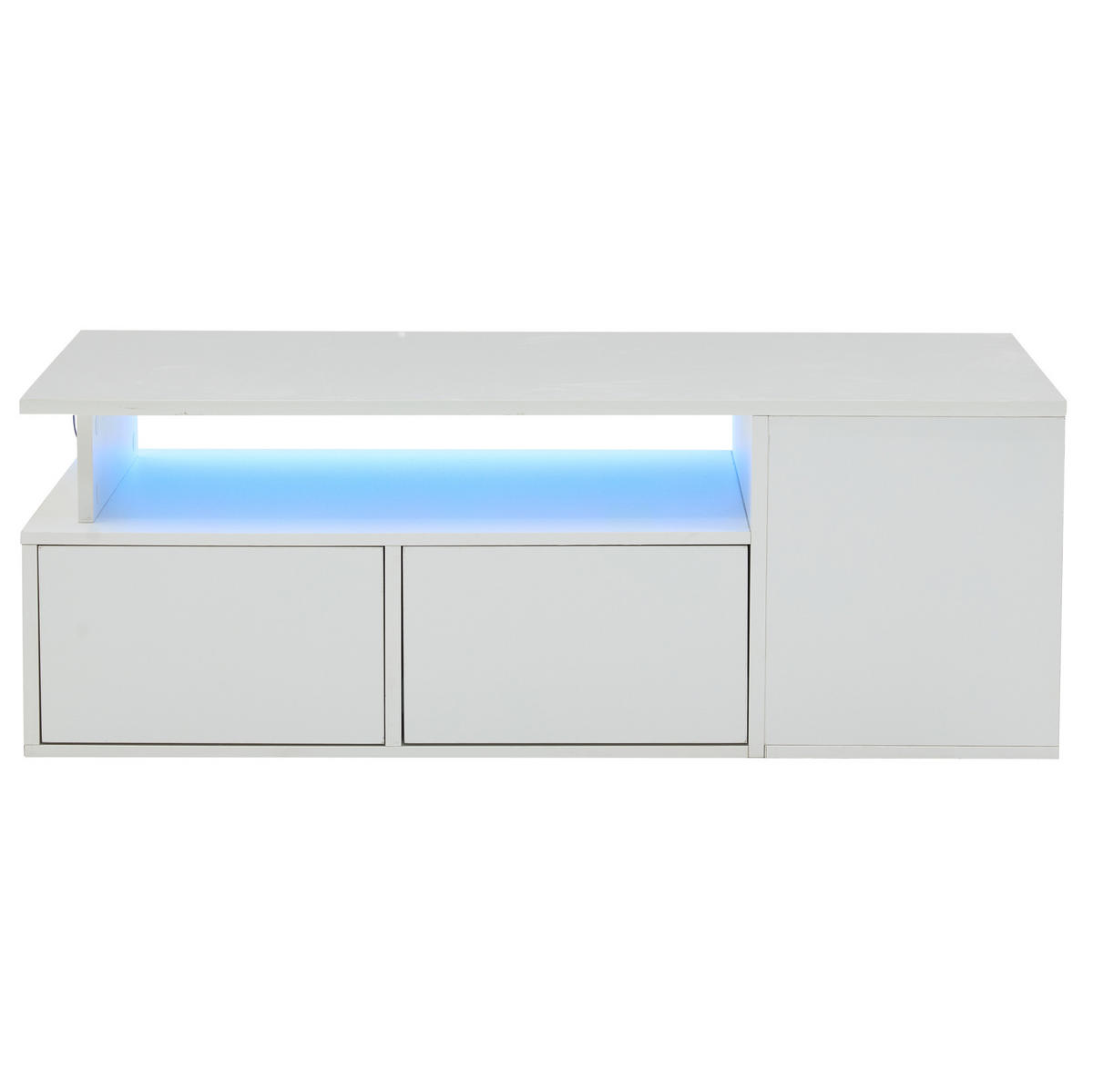 COUCHTISCH mit LED 100 x 50 x 35 cm Hochglanz Weiß - Weiß, Holzwerkstoff (100/50/35cm) - Meubliv