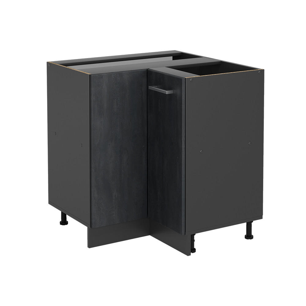 ECKUNTERSCHRANK R-Line Schwarz Beton 75.6 cm ohne AP - Anthrazit/Schwarz, Holzwerkstoff (75.6/81.6/46cm) - Vicco
