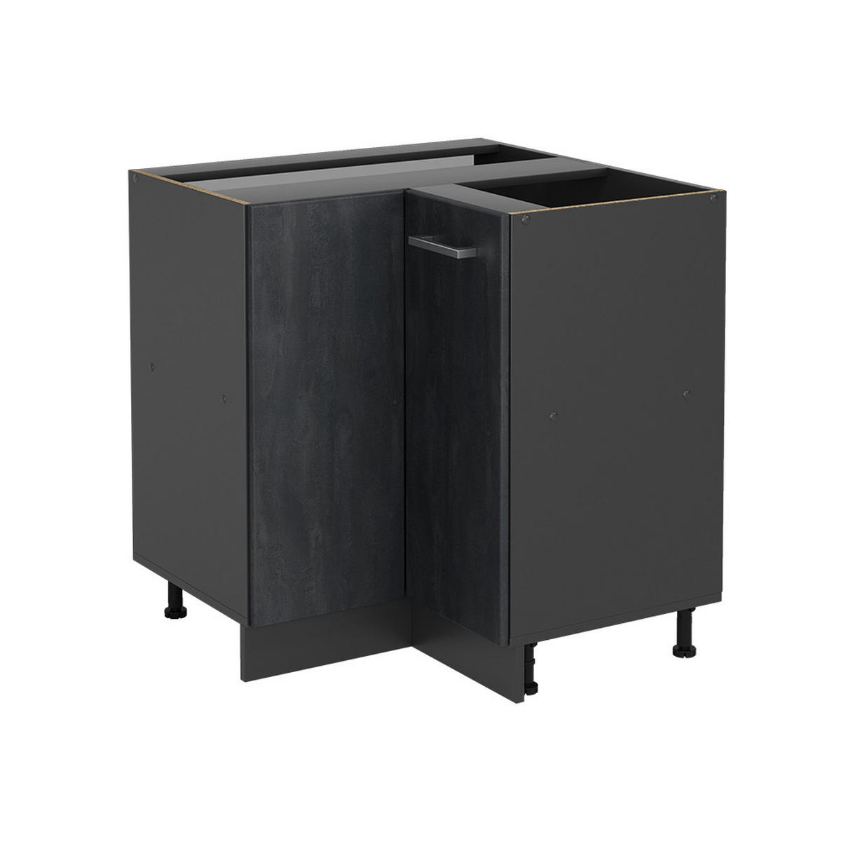 ECKUNTERSCHRANK R-Line Schwarz Beton 75.6 cm ohne AP - Anthrazit/Schwarz, Holzwerkstoff (75.6/81.6/46cm) - Vicco