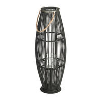 LATERNE Zya 80 Bambus, mit Henkel und Glaseinsatz schwarz - Schwarz, Holz (33/80/33cm) - CREEDWOOD