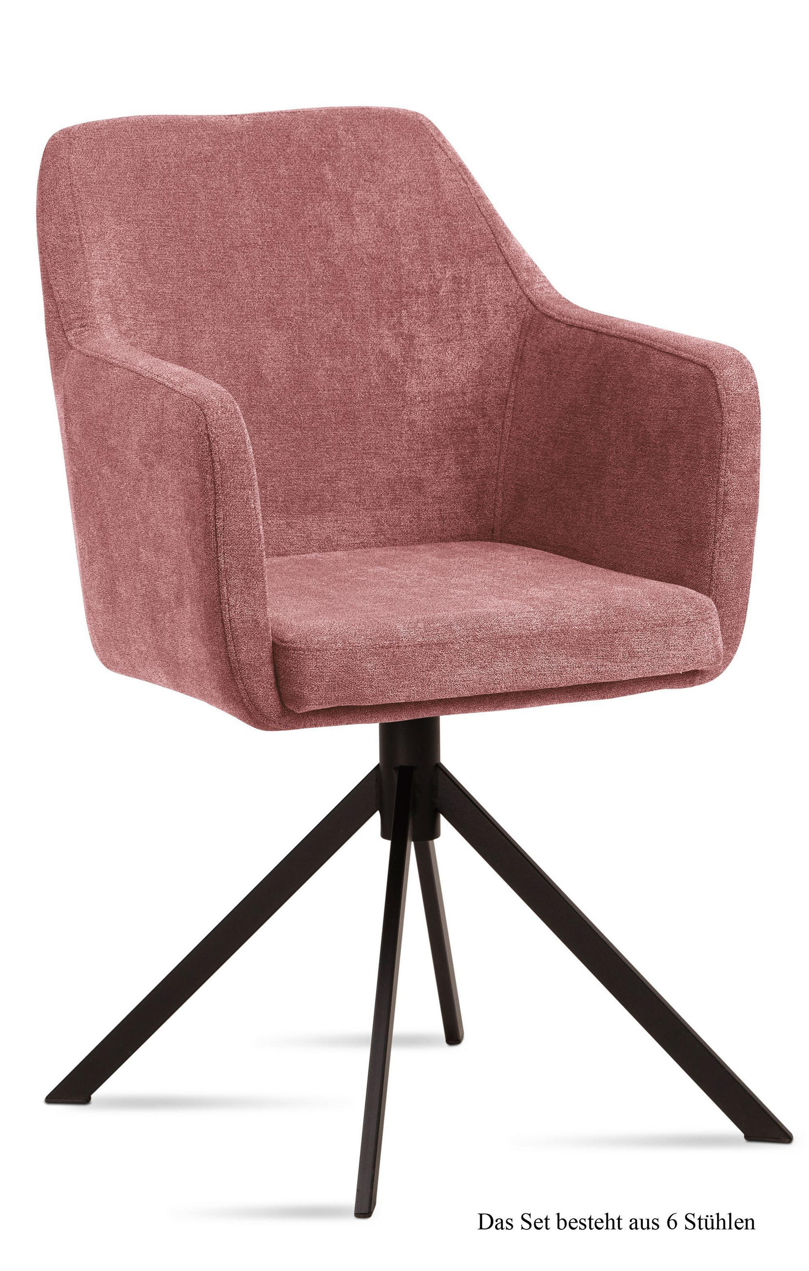 ARMLEHNSTUHL (6er-Set) Dulcy 57x87x60 Schwarz/Rosewood - Dunkelrosa/Schwarz, Kunststoff (60/87/57cm) - 58aufmkessel