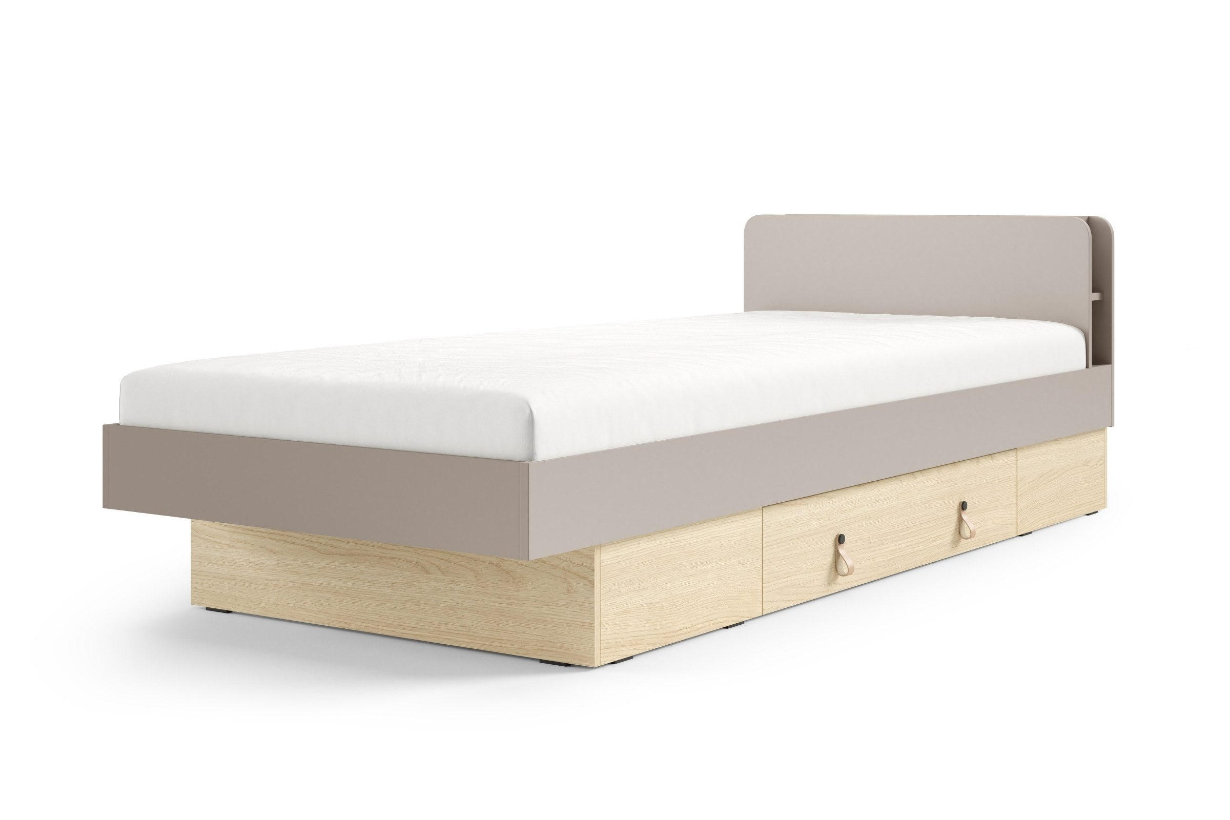 JUGENDBETT SOVI 18 90 / 200 cm in Porcini / Eiche Mavelie - Greige/Eichefarben, Holzwerkstoff (90/200cm) - Deine Möbel 24