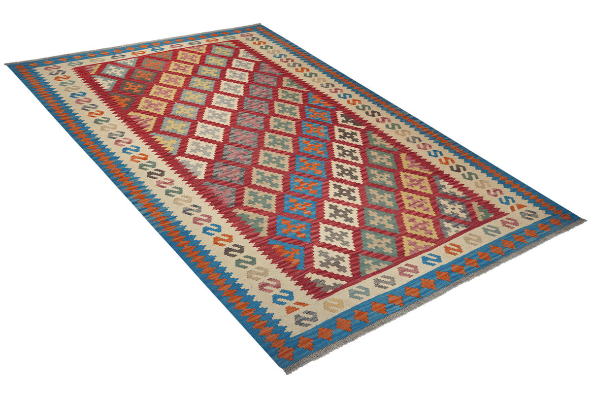 KELIM-TEPPICH handgewebt Gashgai Rot 297/210 cm Schurwolle - Rot, Textil (210/297cm) - Looma