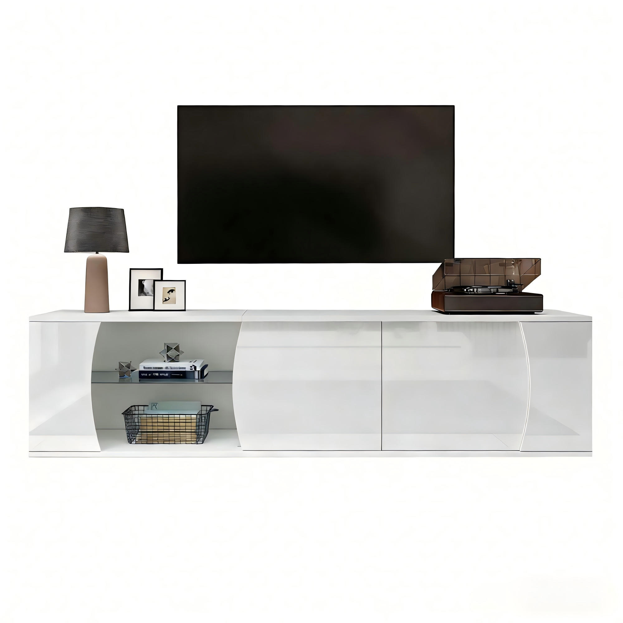 TV-LOWBOARD 180x40x45 cm Glas 3 Türen LED Entertainment - Weiß, Holzwerkstoff (40/45/180cm) - FLIEKS