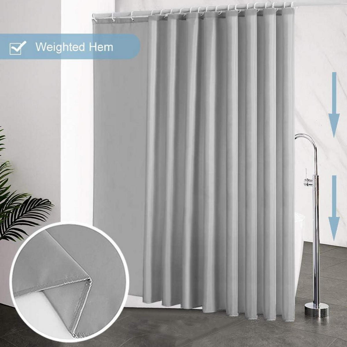 DUSCHVORHANG Überlänge Grau 275 x 180 cm - Grau, Textil (72/108cm)