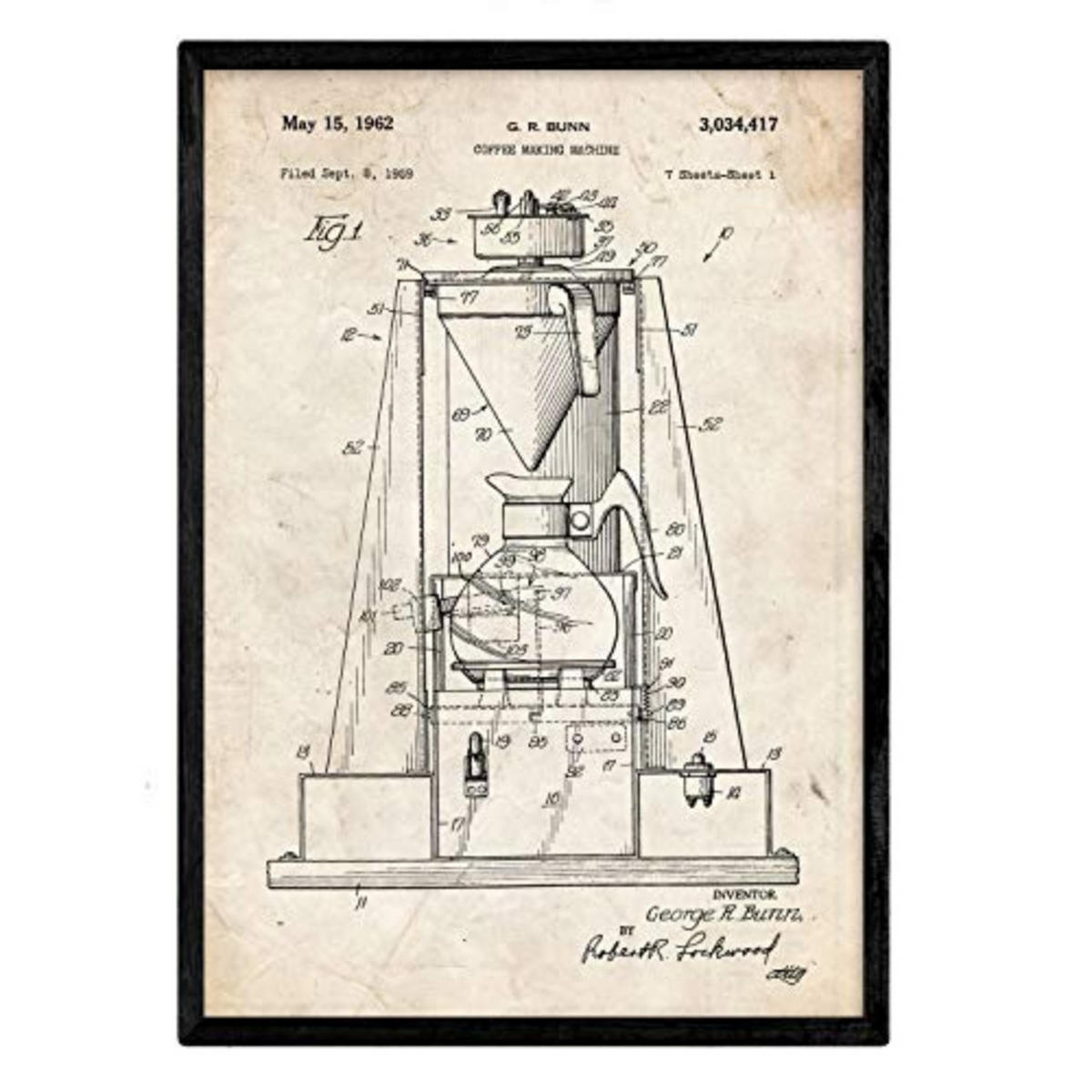 POSTER Kaffeemaschine Patent A3 Rahmenlos - Klar, Papier (29.7/5/42cm) - Nacnic