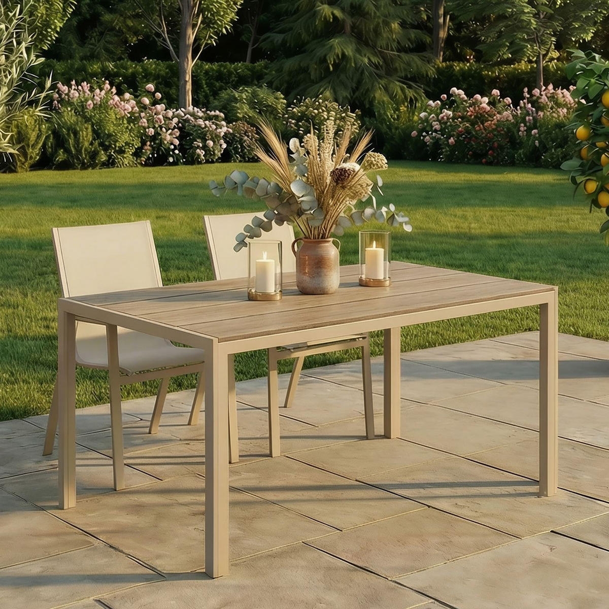 GARTENTISCH MONDELLO champagne - Champagner, Metall (90/150/73cm) - IDIMEX