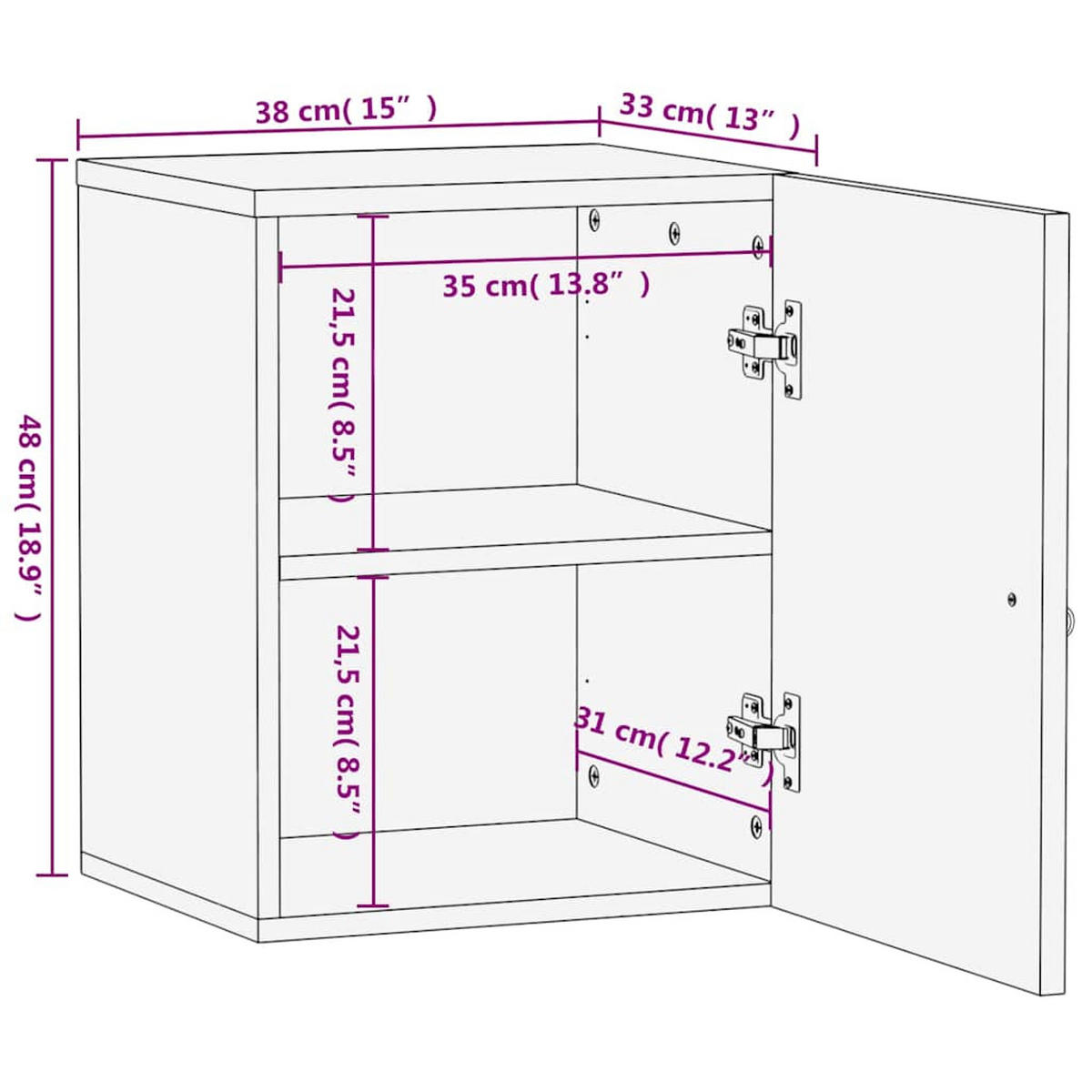 BAD-WANDSCHRANK 38/33/48 Cm Massivholz Mango - Braun, Holz (33/48/38cm) - vidaXL