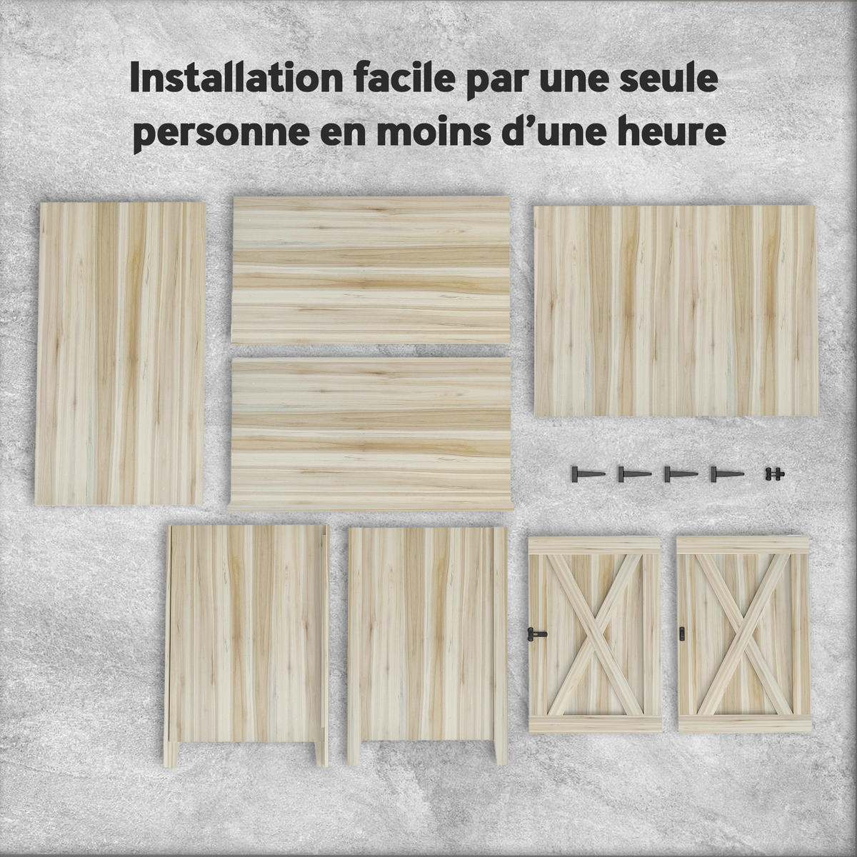 GERÄTESCHUPPEN DE-17607 2 Scheunentüren mit Arbeitsplatte Naturholz - Naturfarben, Holz (110/88.5/60cm) - ComfortXL