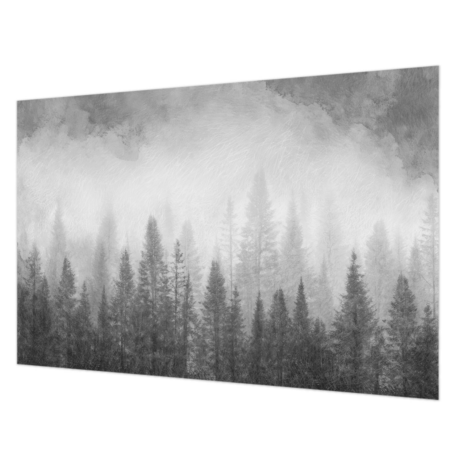 FOTOTAPETE 104x70 cm - Waldnebel - Grau, Textil (104/70cm) - Wallfluent