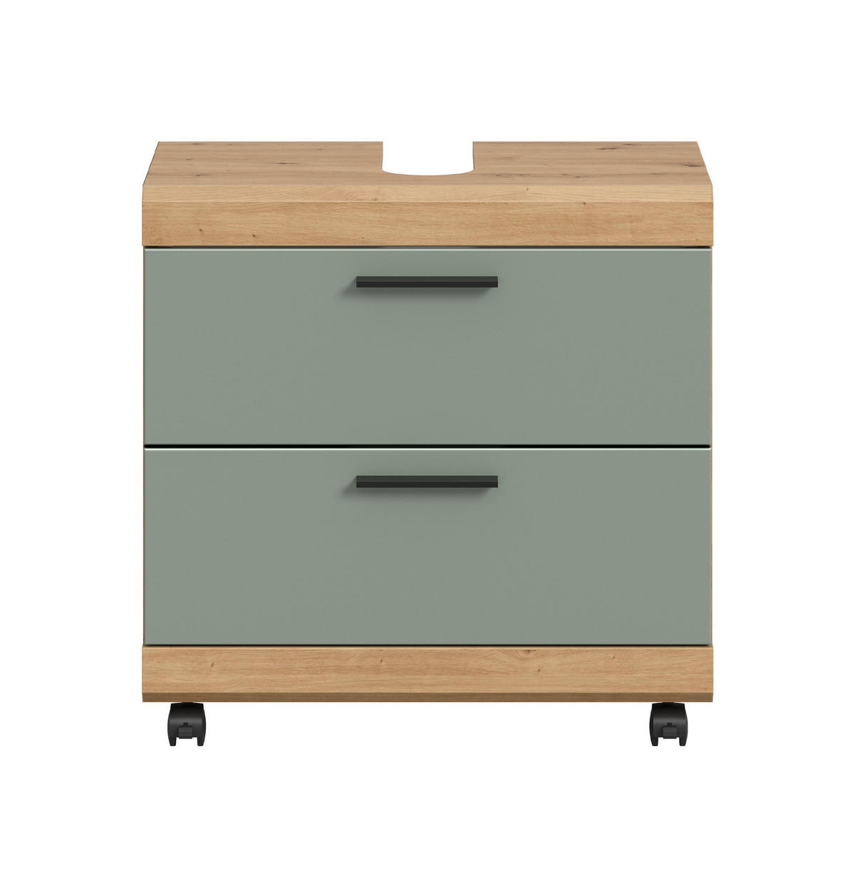 WASCHBECKENUNTERSCHRANK AUF ROLLEN Scout Salbei 60/34/60 cm - Eiche Artisan, Holzwerkstoff (60/60/34cm) - Xonox