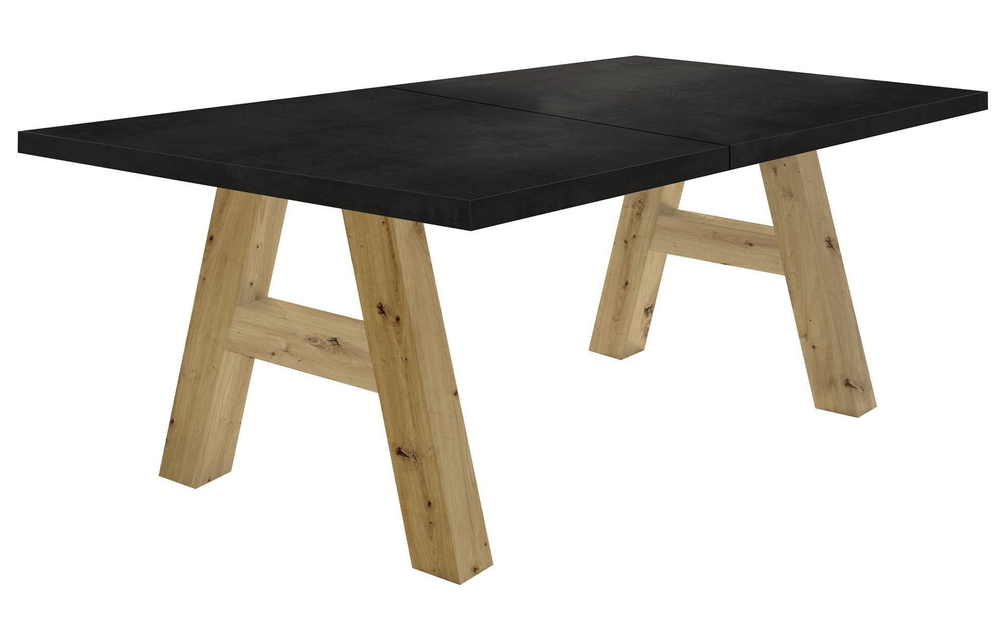 ESSTISCH ausziehbar Elia 1 140 x 90 x 75 Esszimmertisch Asteiche/Schwarzstahl - Schwarz, Holz (140/90/75cm) - 58aufmkessel