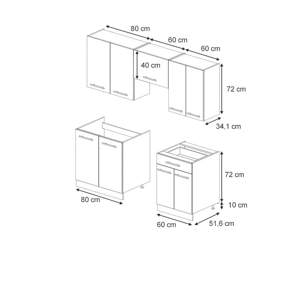 KÜCHENZEILE Fame-Line Eiche Paneel/Anthrazit 200 cm ohne Arbeitsplatte - Hellbraun/Anthrazit, Holzwerkstoff (200/81.6/46cm) - Vicco
