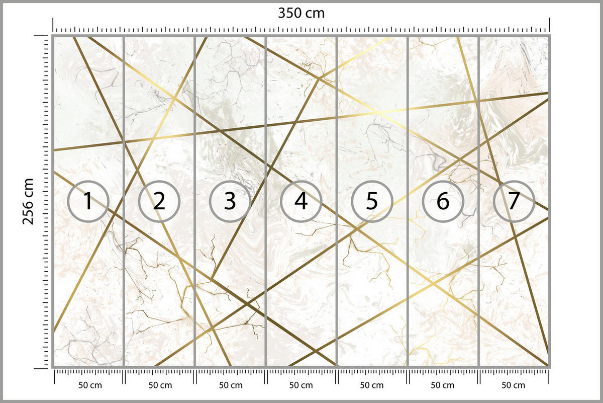 FOTOTAPETE Marmor Linien Abstraktion 350x256 - Gelb/Beige, Papier (350/256cm) - Muralo