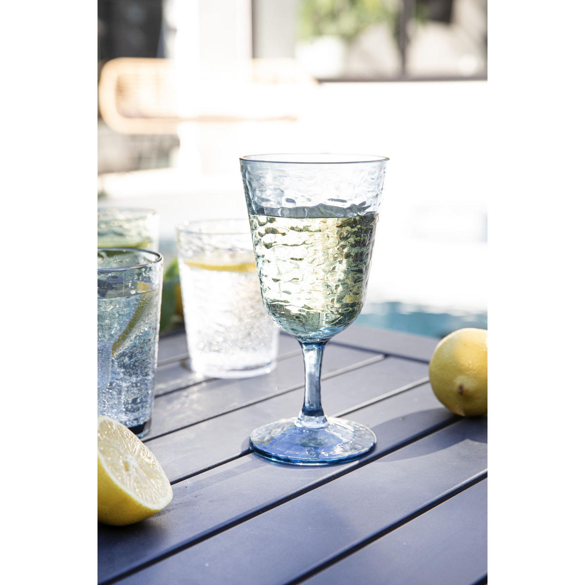 GLÄSER-SET Byron 4er Set Weinglas - Blau, Kunststoff - Ladelle