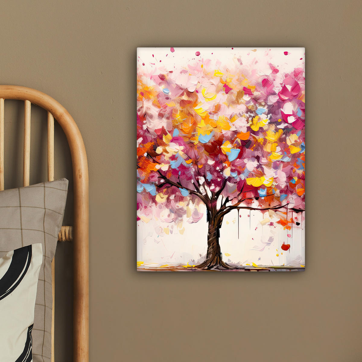 LEINWANDBILD Aquarell - Baum - Kunst - Abstrakt 30x40 cm - Multicolor, Textil (30/40cm) - MuchoWow