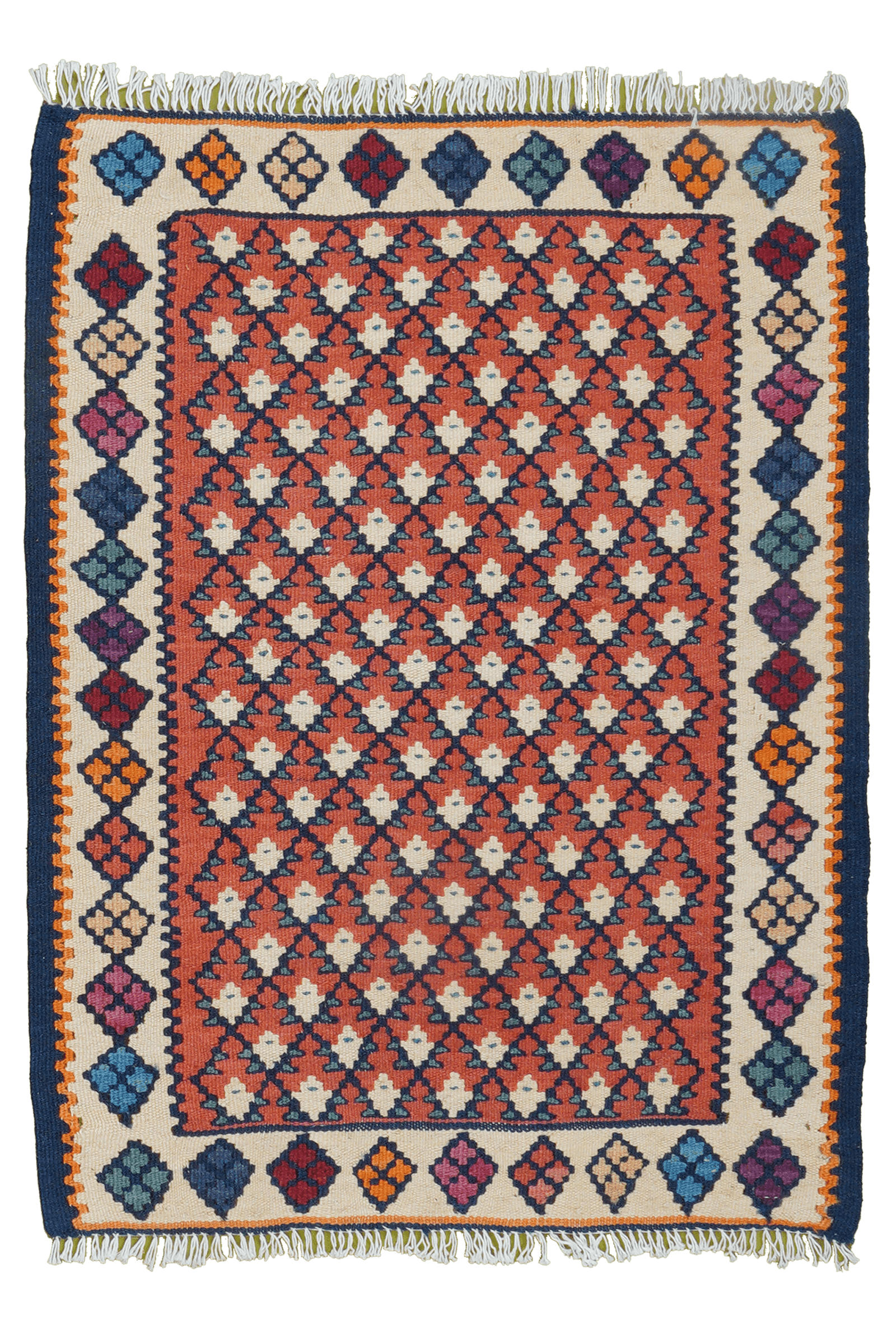 HANDWEBTEPPICH Kelim Senneh Rot 82/62 cm Schurwolle - Rot, Textil (62/82cm) - Looma