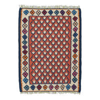 HANDWEBTEPPICH Kelim Senneh Rot 82/62 cm Schurwolle - Rot, Textil (62/82cm) - Looma