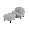 SESSEL-SET hellgrau Landhaus, Loungesessel inklusive Hocker - Hellgrau/Braun, Holz/Textil (175/95/110cm) - Furn.Design