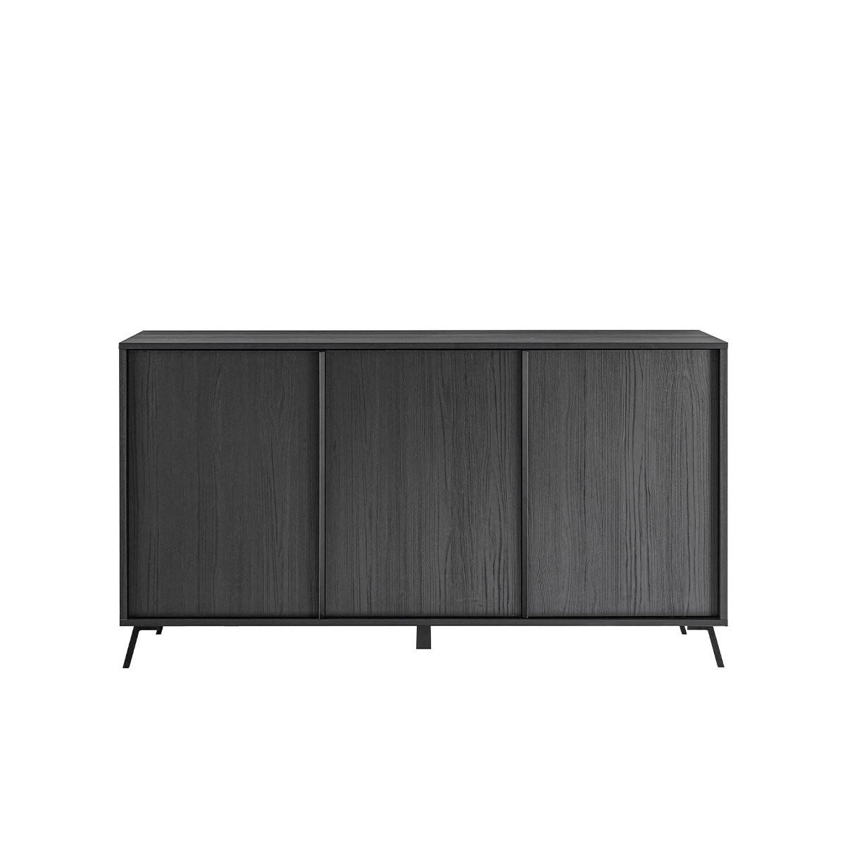 SIDEBOARD mit 3 Türen L156 cm - City - Schwarz, Holzwerkstoff (40/84/156cm) - Calicosy