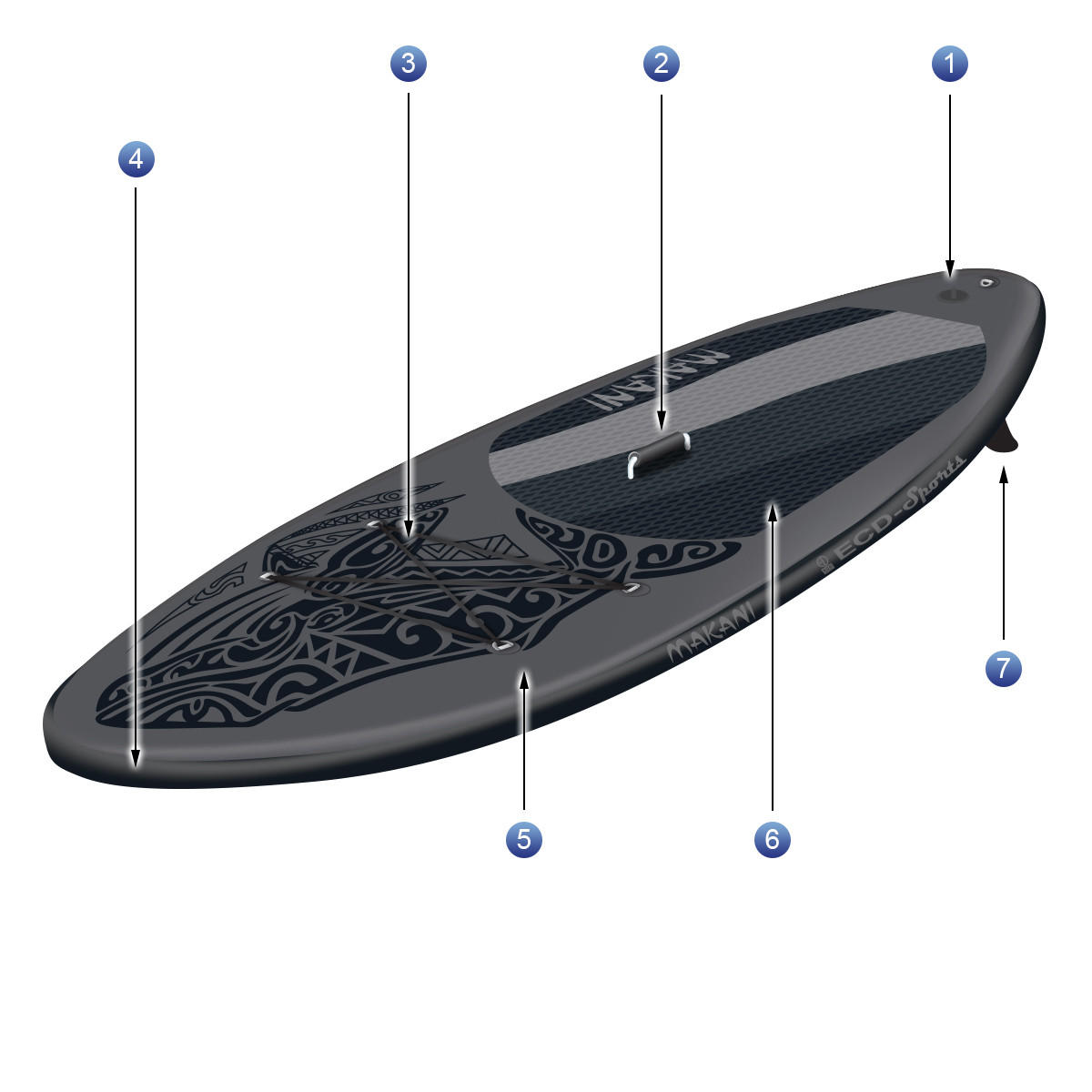 STAND UP PADDLE BOARD Makani Schwarz - Schwarz, Kunststoff (320/80/15cm) - ECD-Germany