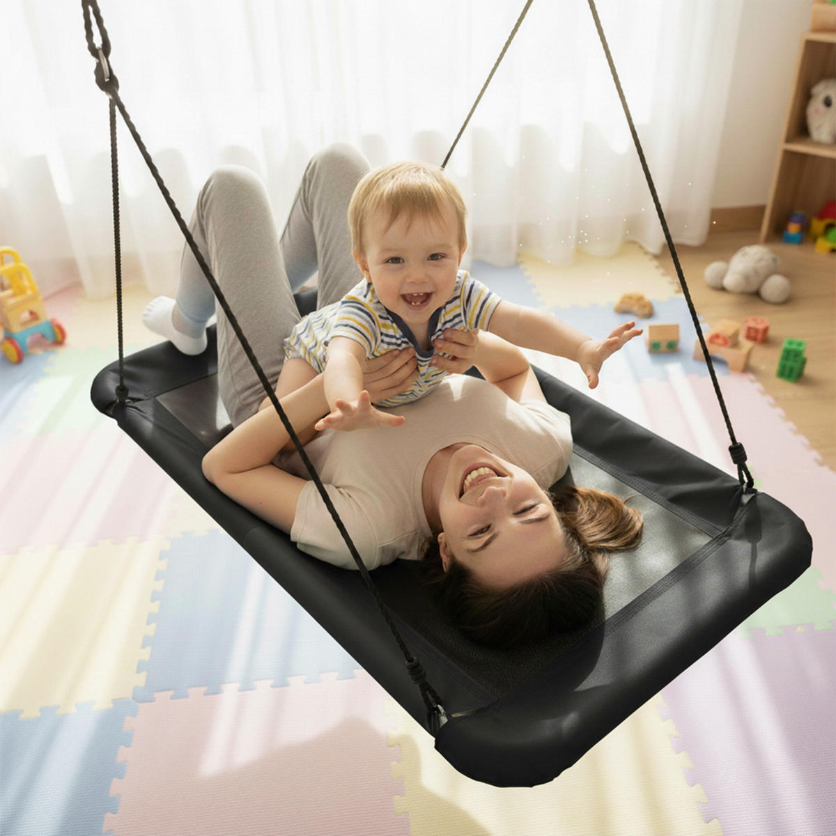 BOGUNGA svart rektangulär 150x80 cm - Svart, Plast/Metall (150/165/80cm) - Relaxdays