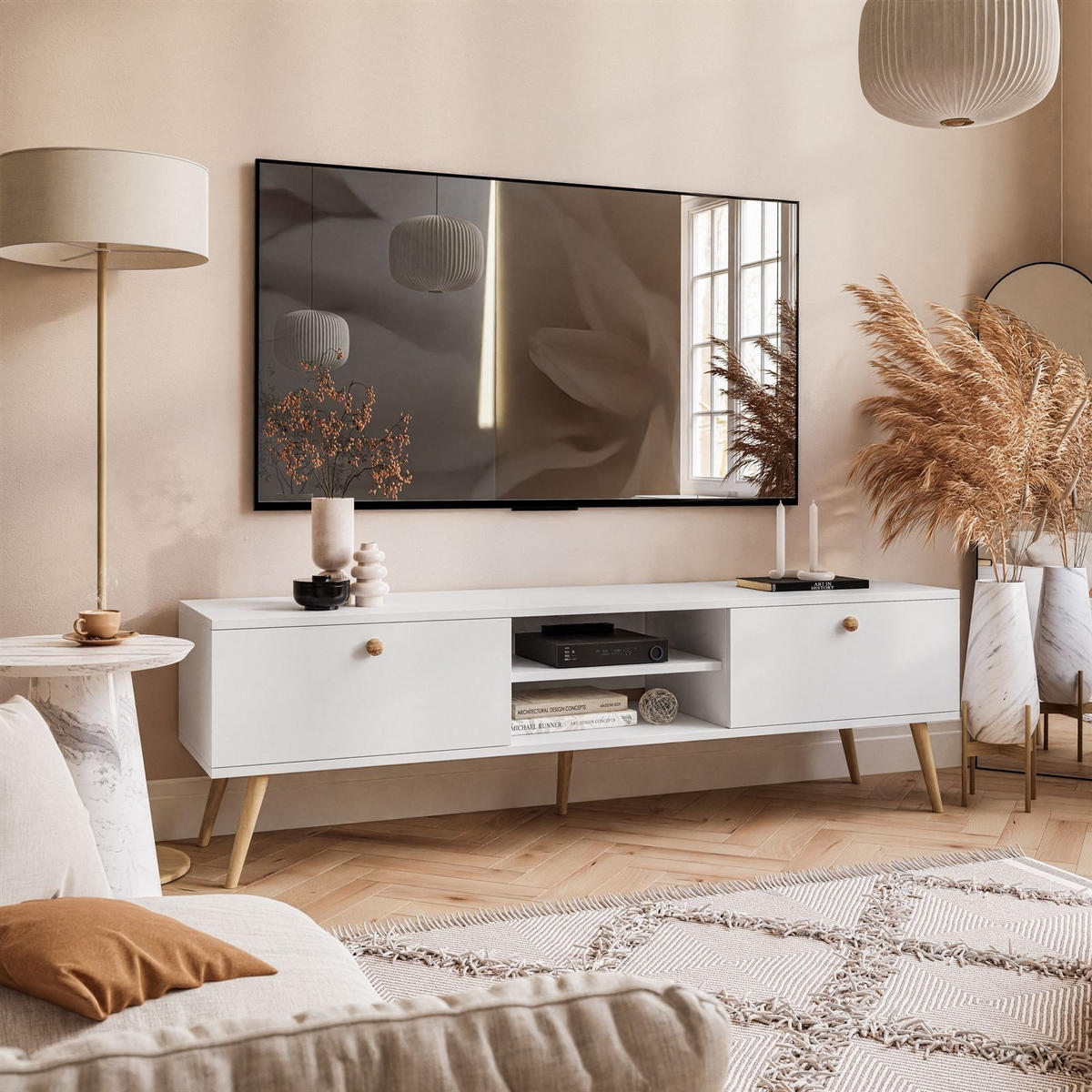 RTV Schrank HARMONY 170 cm Weiß - Weiß, Holzwerkstoff (170/50/41cm) - Lookway