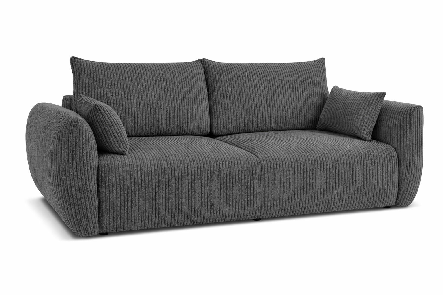 SOFA Mit Schlaffunktion Und Bettkasten, Cordstoff Poso, Grau, Zephira - Grau, Holz (238/87/102cm) - Kaiser Möbel