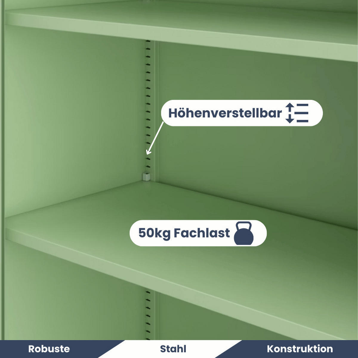 VITRINENSCHRANK abschließbar ELLO mit Glastüren 185x90x40cm Pastellgrün - Pastellgrün, Metall (90/185/40cm) - DELUKE