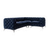 ECKSOFA Chesterfield Laura Marineblau Samt, Ottomane rechts - Silberfarben/Dunkelblau, Holz/Textil (264/204cm) - S-Style Möbel