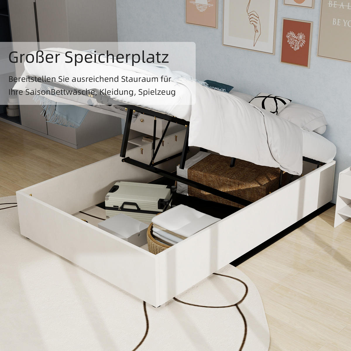 RAHMENBETT 160/200 cm in Beige - Beige, Holzwerkstoff/Textil (160/200cm) - WISHDOR