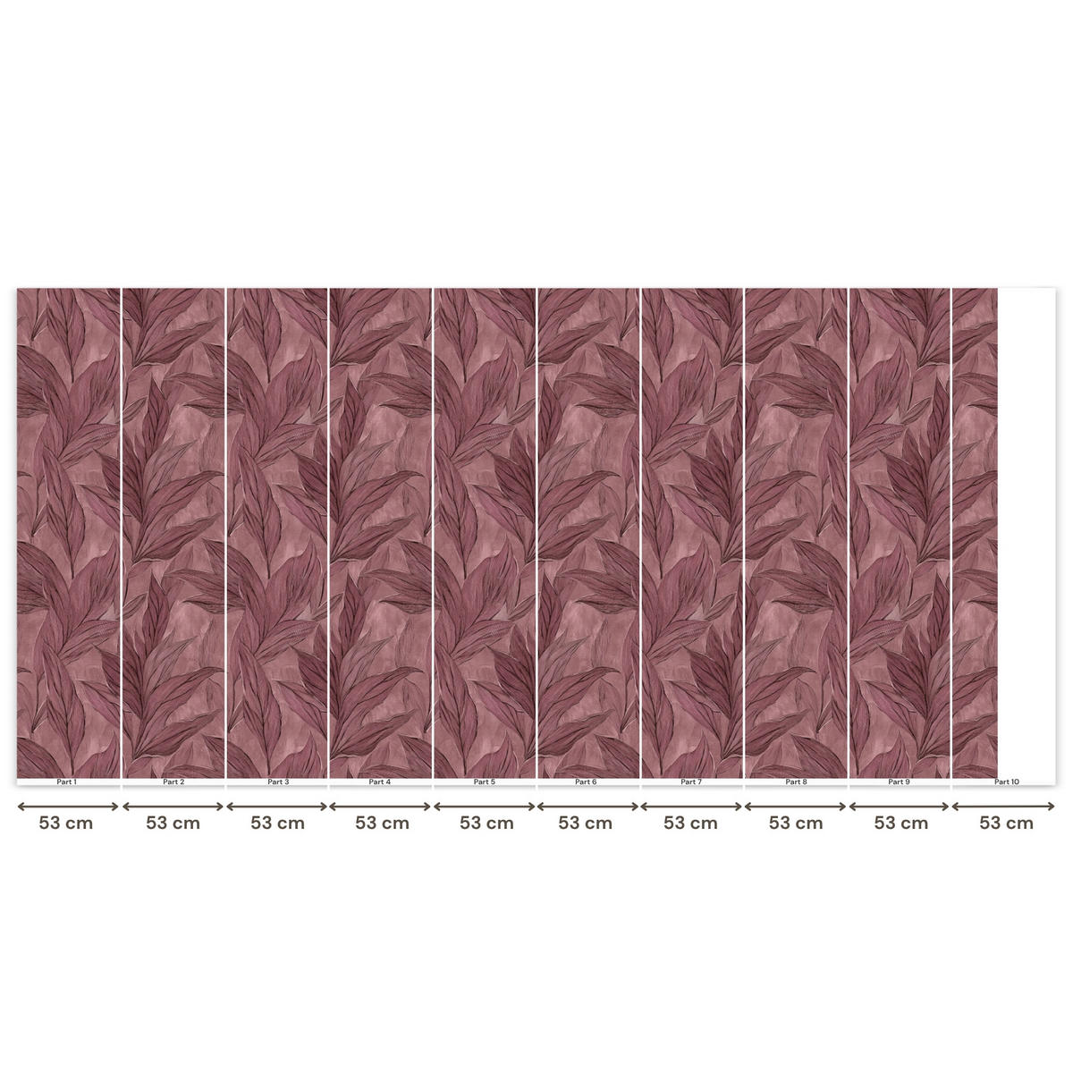 TAPETE - Blätter - Muster - Lila - 500x240 cm - Altrosa, Papier (500/240cm) - OnlyWow