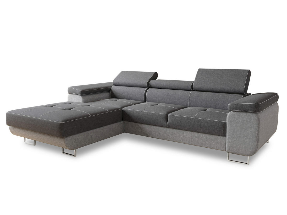 ECKSOFA Divo, Seite: Links - Hellgrau/Grau, Holz/Textil (282/204cm) - Sofnet