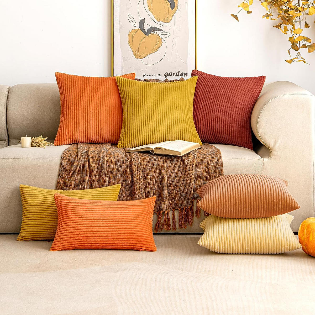 KISSENHÜLLE Cord 45/45 cm，2er-Set - Hellgelb, Textil (45/45cm) - Kaket