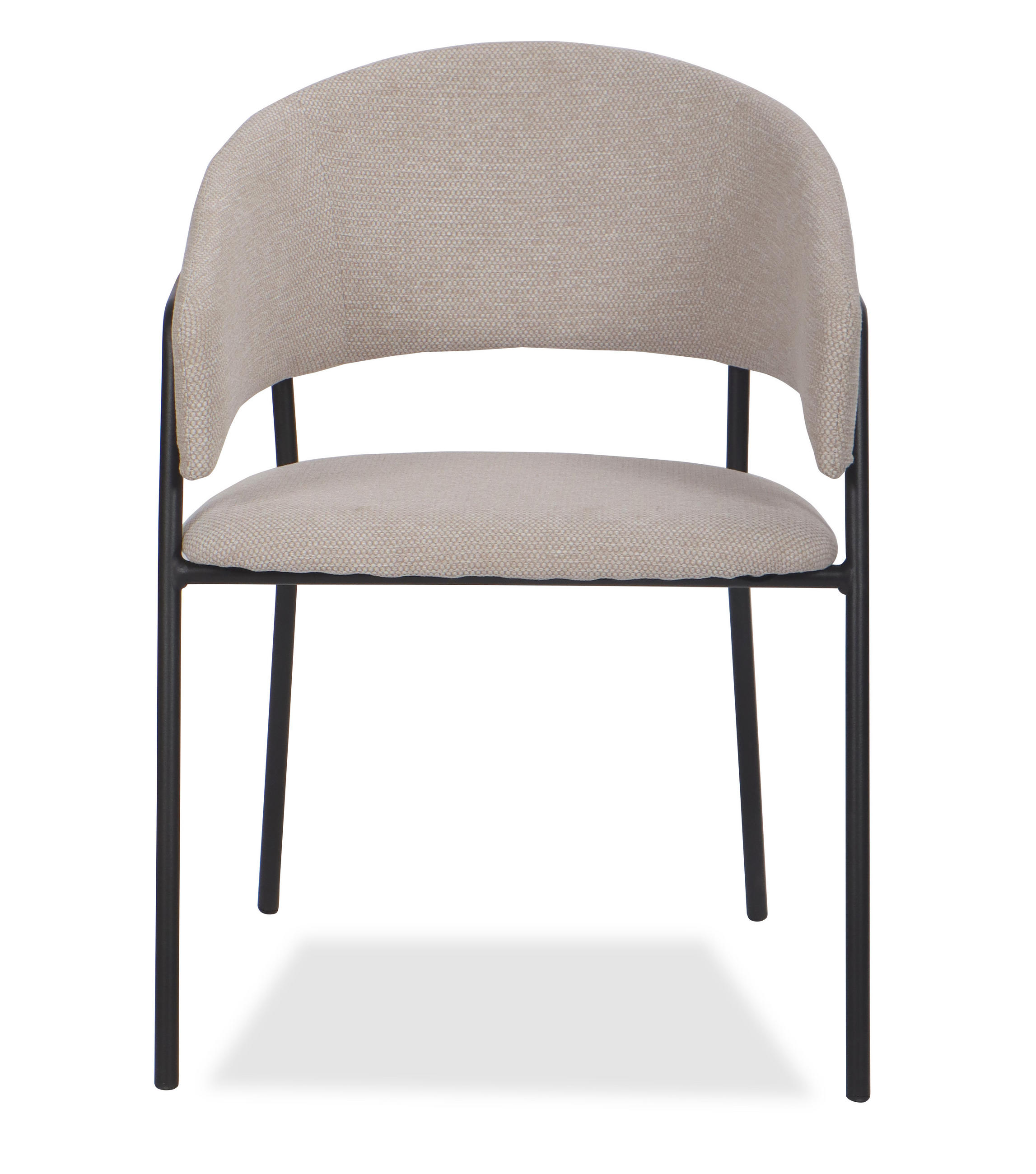 STUHL OVO gespolsterter - beige - Glamour Chenille - Beige/Schwarz, Textil/Metall (56/79/54cm) - NEW HOME