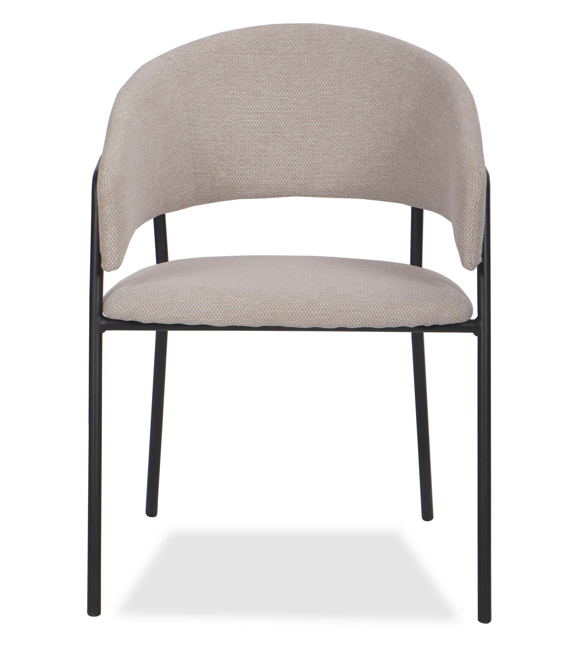 STUHL OVO gespolsterter - beige - Glamour Chenille - Beige/Schwarz, Textil/Metall (56/79/54cm) - NEW HOME