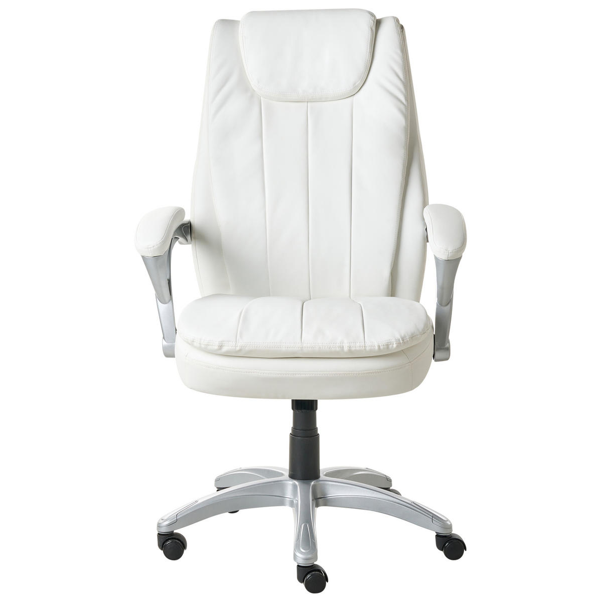 CHEFSESSEL Kunstleder Cremeweiß Chief - Weiß, Kunststoff (71/119/71cm) - Beliani