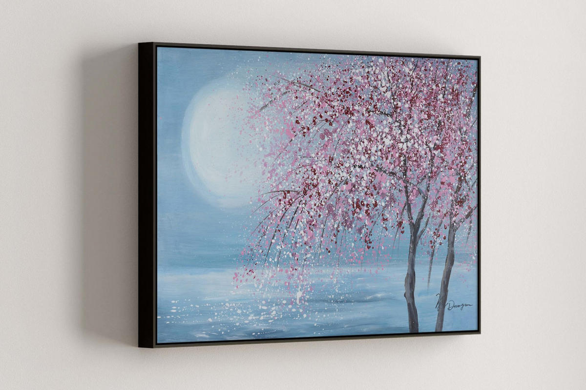 ACRYLBILD HANDGEMALT 90/60 cm - Blau/Pink, Holz/Textil (90/60cm) - KUNSTLOFT