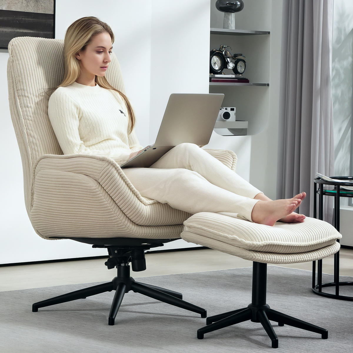 SESSEL Beige 83.0/72.0/107.0cm - Beige, Textil (72/107/83cm)
