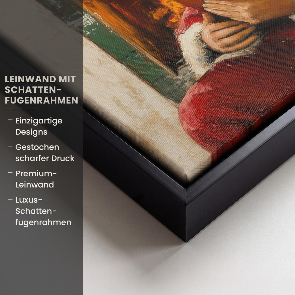 LEINWAND Bilder mit Rahmen - Weihnachten - Weihnachtsmann - Winter - Open Fireside - 40x30 - Dunkelrot, Textil (40/30cm) - MuchoWow