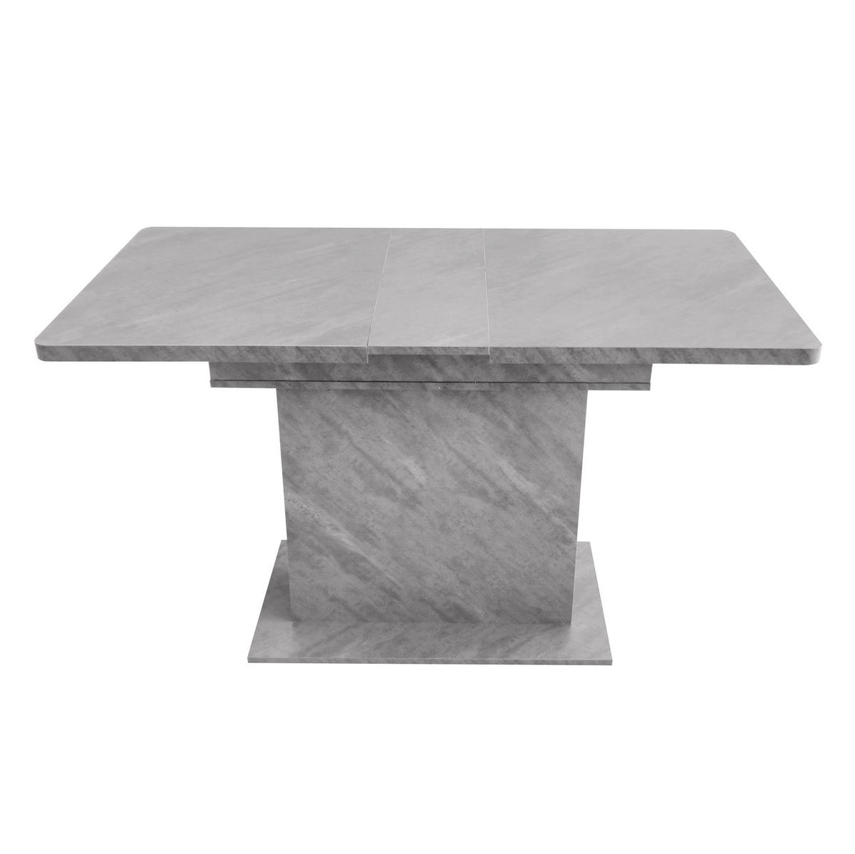 ESSTISCH aus Spanplatte und Metall 130x70x75 cm Grau ausziehbar mit Stauraum in Betonoptik - Grau, Holzwerkstoff (130/70/75cm) - Modfu
