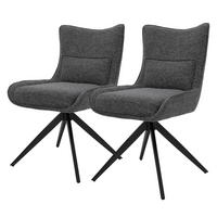 ESSZIMMERSTÜHLE 2er Set drehbar Küchenstühle gepolstert mit Webstoff-Bezug Anthrazit - Anthrazit/Schwarz, Textil/Metall (54/90/64cm) - ML-DESIGN