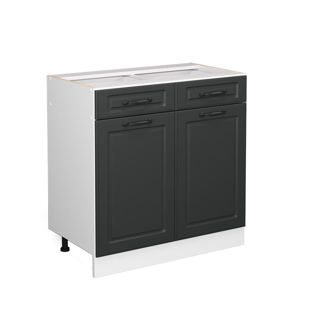 KÜCHENUNTERSCHRANK R-Line Anthrazit Landhaus 80 cm ohne AP - Anthrazit/Weiß, Holzwerkstoff (80/81.6/46cm) - Vicco