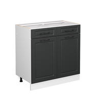 KÜCHENUNTERSCHRANK R-Line Anthrazit Landhaus 80 cm ohne AP - Anthrazit/Weiß, Holzwerkstoff (80/81.6/46cm) - Vicco
